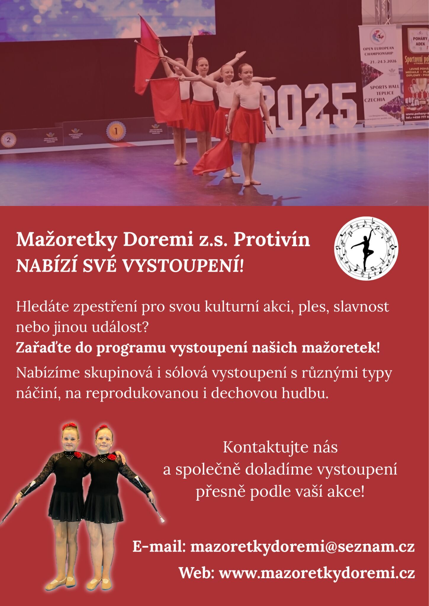 Plakát - Nabídka vystoupení Mažoretky Doremi
